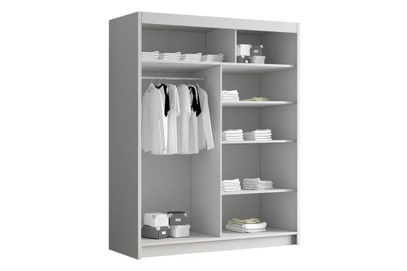 Emet Garderob med Spegel 150x200 cm - Svart - Förvaring - Sko- & klädförvaring - Garderober & garderobssystem