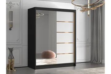 Emet Garderob med Spegel 150x200 cm - Svart - Förvaring - Sko- & klädförvaring - Garderober & garderobssystem