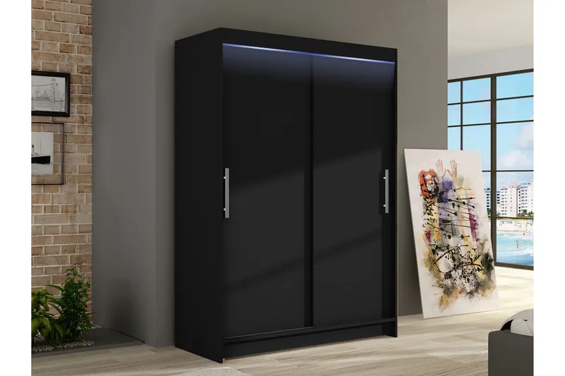 Estella Garderob 120x200 cm - Svart - Förvaring - Sko- & klädförvaring - Garderober & garderobssystem