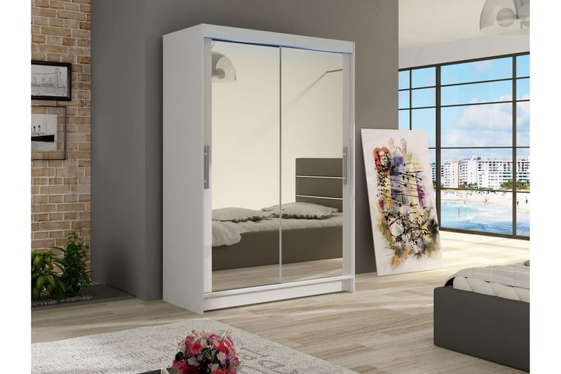 Estella Garderob med Spegel 120x200 cm - Vit - Förvaring - Sko- & kl ädförvaring - Garderober & garderobssystem