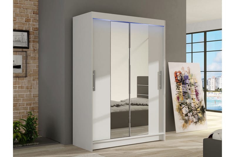 Estella Garderob med Spegel 120x200 cm - Vit - Förvaring - Sko- & klädförvaring - Garderober & garderobssystem