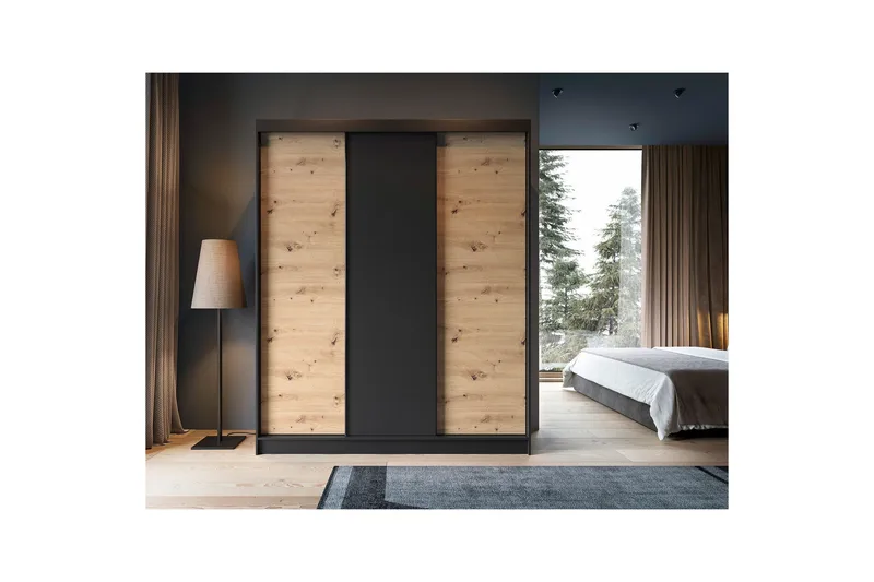 Esville Garderob 120x220 cm - Brun - Förvaring - Sko- & klädförvaring - Garderober & garderobssystem