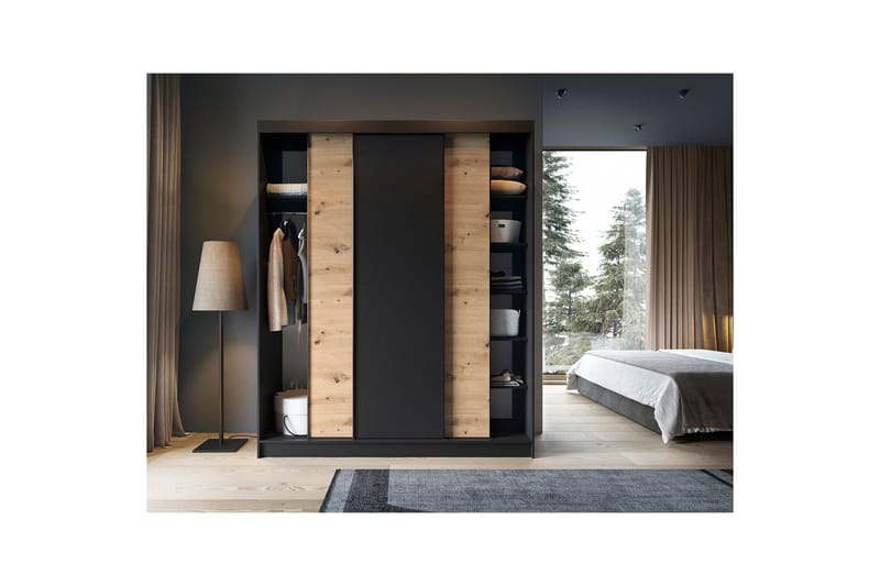 Esville Garderob 120x220 cm - Brun - Förvaring - Sko- & klädförvaring - Garderober & garderobssystem