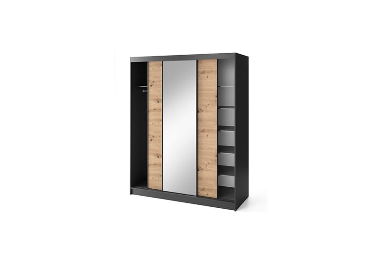 Esville Garderob med Spegel 120x220 cm - Brun - Förvaring - Sko- & klädförvaring - Garderober & garderobssystem