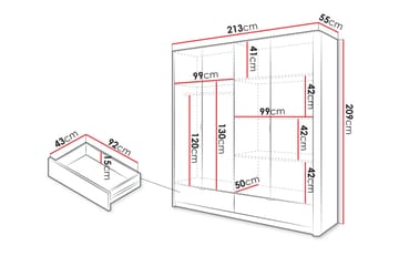 Forba Garderob med Spegel 213x209 cm - Vit - Förvaring - Sko- & klädförvaring - Garderober & garderobssystem