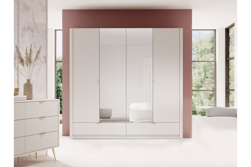 Forba Garderob med Spegel 213x209 cm - Vit - Förvaring - Sko- & klädförvaring - Garderober & garderobssystem