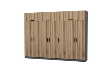 Fruitland Garderob 315x235 cm - Valnöt/Antracit - Förvaring - Sko- & klädförvaring - Garderober & garderobssystem