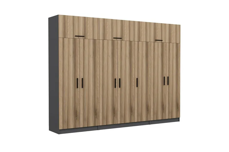 Fruitland Garderob 315x235 cm - Valnöt/Antracit - Förvaring - Sko- & klädförvaring - Garderober & garderobssystem