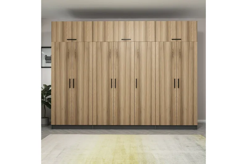 Fruitland Garderob 315x235 cm - Valnöt/Antracit - Förvaring - Sko- & klädförvaring - Garderober & garderobssystem