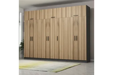 Fruitland Garderob 315x235 cm - Valnöt/Antracit - Förvaring - Sko- & klädförvaring - Garderober & garderobssystem