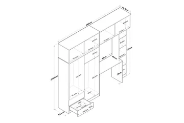 Fryderyk Garderob 240x216,8 cm - Valnöt/Vit - Förvaring - Sko- & klädförvaring - Garderober & garderobssystem