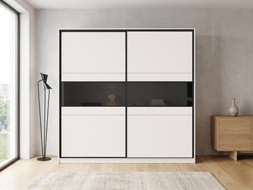 Fynara Garderob 220x226 cm - beige och svart - Förvaring - Sko- & klädförvaring - Garderober & garderobssystem