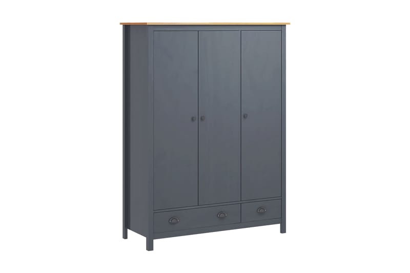Garderob 3 dörrar Hill Range grå 127x50x170 cm massiv furu - Grå - Garderober & garderobssystem