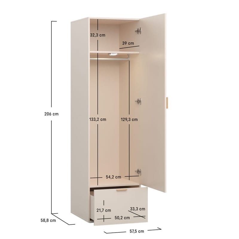 Garderob 4 You Fresh 1 Dörr - Ek - Förvaring - Sko- & klädförvaring - Garderober & garderobssystem