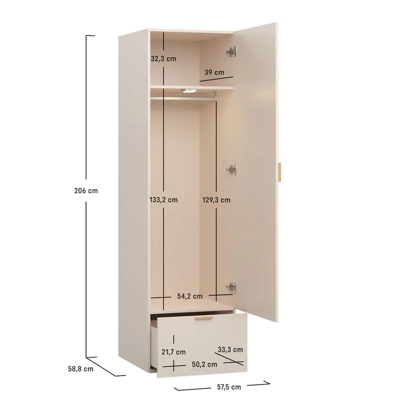 Garderob 4 You Fresh 1 Dörr - Sandbeige - Förvaring - Sko- & klädförvaring - Garderober & garderobssystem