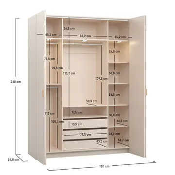 Garderob 4 You Fresh 4 Dörrar - Ek, 240,6 cm - Förvaring - Sko- & klädförvaring - Garderober & garderobssystem