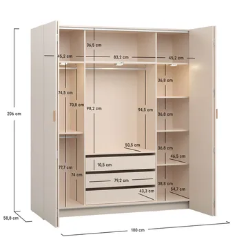Garderob 4 You Fresh 4 Dörrar - Sandbeige, 206 cm - Förvaring - Sko- & klädförvaring - Garderober & garderobssystem