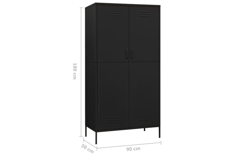 Garderob 90x50x180 cm svart stål - Svart - Garderober & garderobssystem