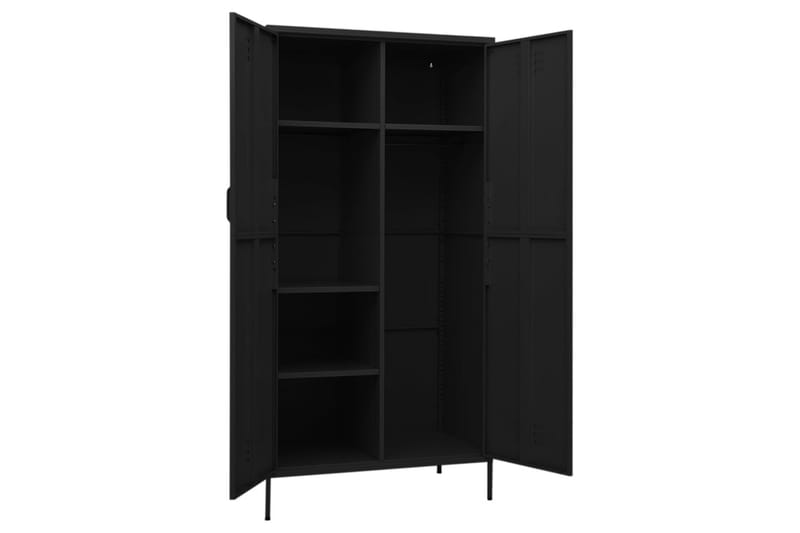 Garderob 90x50x180 cm svart stål - Svart - Förvaring - Sko- & klädförvaring - Garderober & garderobssystem