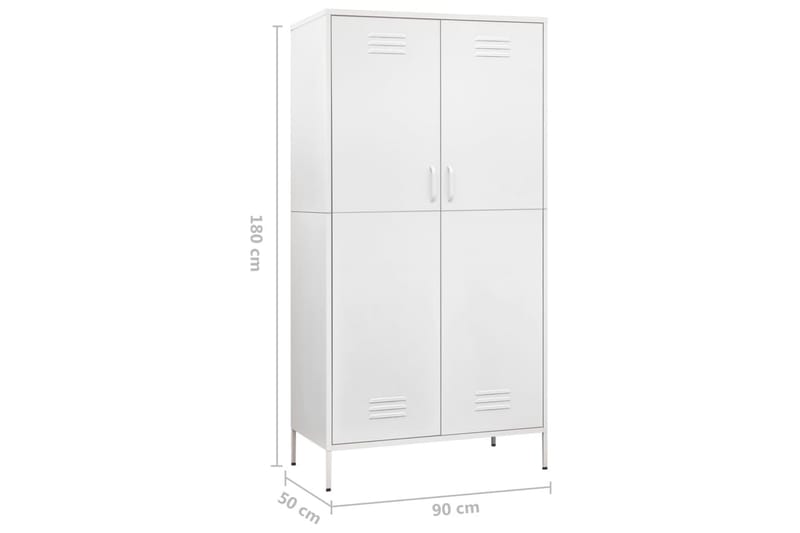 Garderob 90x50x180 cm vit stål - Vit - Förvaring - Sko- & klädförvaring - Garderober & garderobssystem