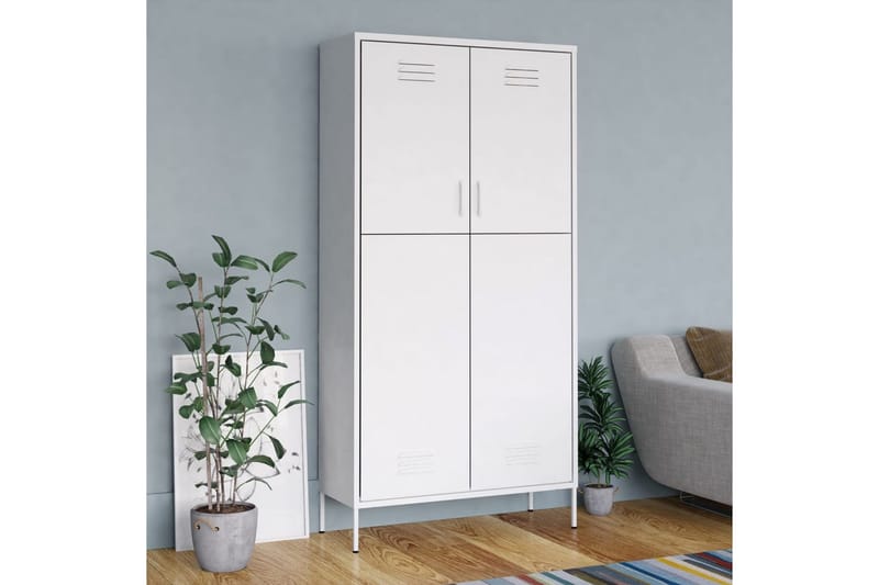 Garderob 90x50x180 cm vit stål - Vit - Förvaring - Sko- & klädförvaring - Garderober & garderobssystem