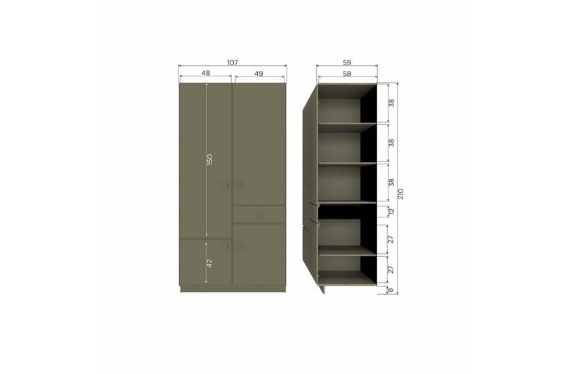 Garderob Alfie - 107 cm - Förvaring - Sko- & klädförvaring - Garderober & garderobssystem