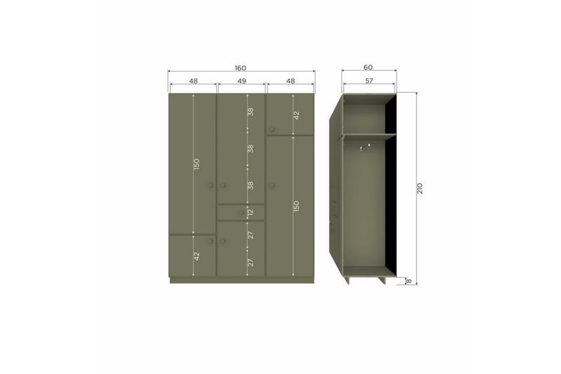 Garderob Alfie - 160 cm - Förvaring - Sko- & klädförvaring - Garderober & garderobssystem