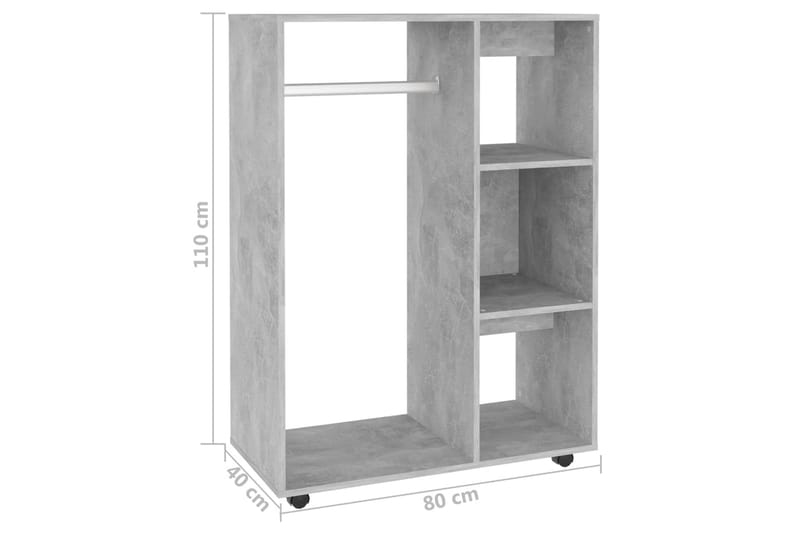Garderob betonggrå 80x40x110 cm spånskiva - Betonggrå - Förvaring - Sko- & klädförvaring - Garderober & garderobssystem