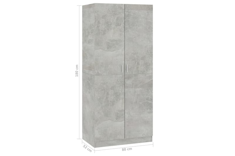 Garderob betonggrå 80x52x180 cm spånskiva - Grå - Garderober & garderobssystem