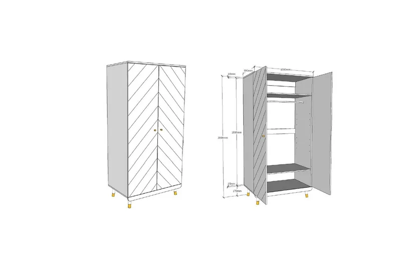 Garderob Billy Vit 2 dörrar - 2 dörrar - Förvaring - Sko- & klädförvaring - Garderober & garderobssystem