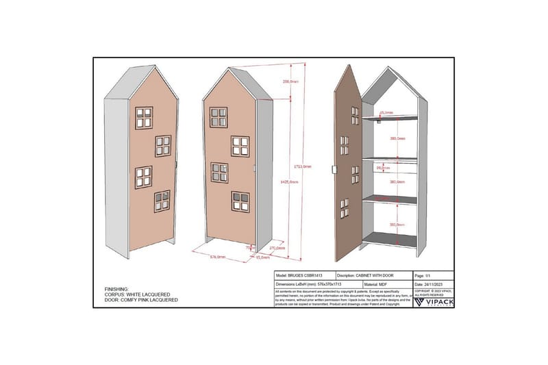 Garderob Casami Brygge Rosa - Rosa - Förvaring - Sko- & klädförvaring - Garderober & garderobssystem