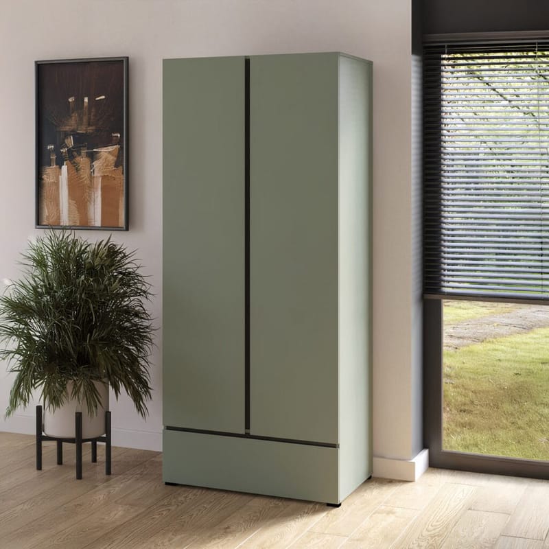 Garderob Cross S 2 dörrar 1 låda - Grön - Förvaring - Sko- & klädförvaring - Garderober & garderobssystem