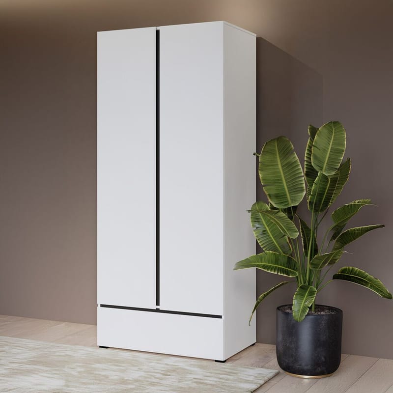 Garderob Cross S 2 dörrar 1 låda - Vit - Förvaring - Sko- & klädförvaring - Garderober & garderobssystem