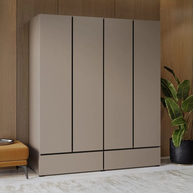 Garderob Cross S 4 dörrar med 2 lådor - Kongo - Förvaring - Sko- & klädförvaring - Garderober & garderobssystem