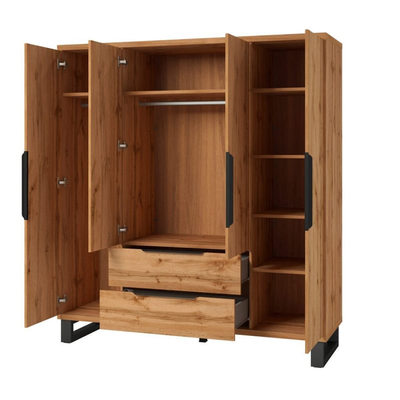 Garderob Halle S 4 dörrar med 2 lådor - Förvaring - Sko- & klädförvaring - Garderober & garderobssystem