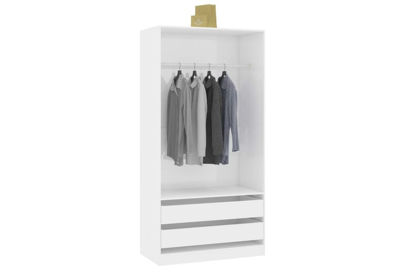 Garderob högglans vit 100x50x200 cm spånskiva - Vit - Garderober & garderobssystem