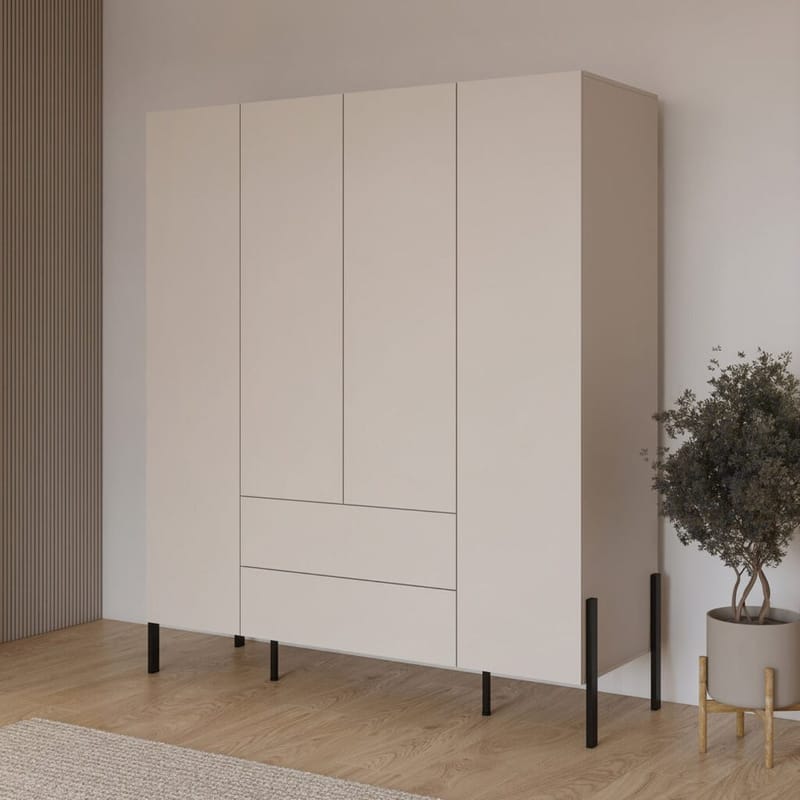 Garderob Jukon S 4 Dörrar med 2 Lådor - Förvaring - Sko- & klädförvaring - Garderober & garderobssystem