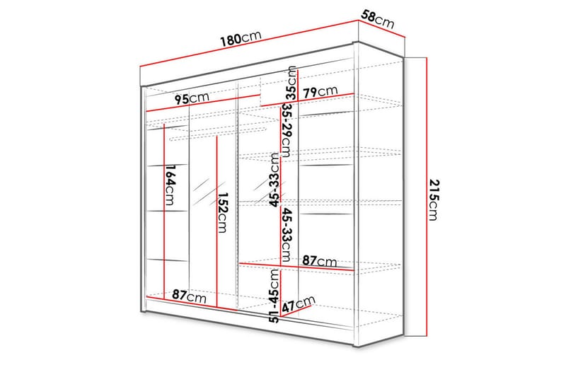 Garderob + LED - Vit|Ek - Förvaring - Sko- & klädförvaring - Garderober & garderobssystem