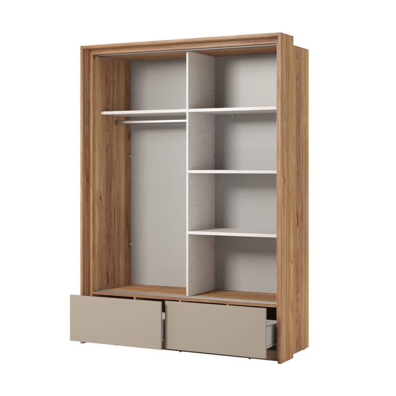 Garderob med spegel Impressio 2 skjutdörrar med 2 lådor - 159 cm - Förvaring - Sko- & klädförvaring - Garderober & garderobssystem