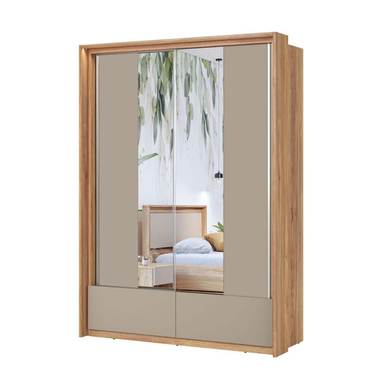 Garderob med spegel Impressio 2 skjutdörrar med 2 lådor - 159 cm - Förvaring - Sko- & klädförvaring - Garderober & garderobssystem