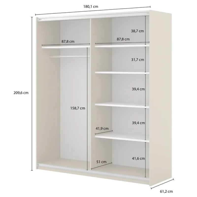 Garderob Niva Bred 2 Skjutdörrar - Ljus Beige - Förvaring - Sko- & klädförvaring - Garderober & garderobssystem