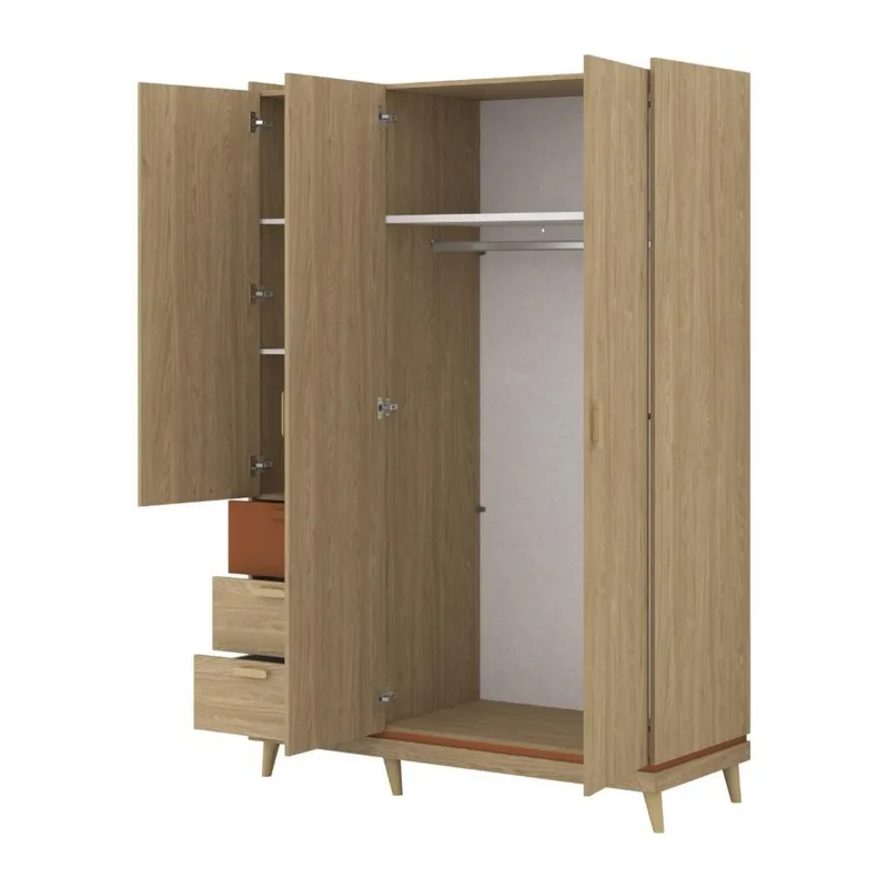 Garderob Scandi 3 dörrar med 3 lådor - Oljerad Ek - Förvaring - Sko- & klädförvaring - Garderober & garderobssystem