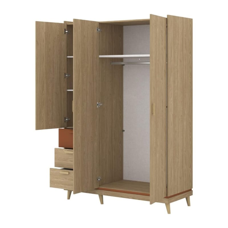 Garderob Scandi 3 dörrar med 3 lådor - Oljerad Ek - Förvaring - Sko- & klädförvaring - Garderober & garderobssystem