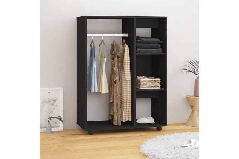 Garderob svart 80x40x110 cm spånskiva - Svart - Förvaring - Sko- & klädförvaring - Garderober & garderobssystem