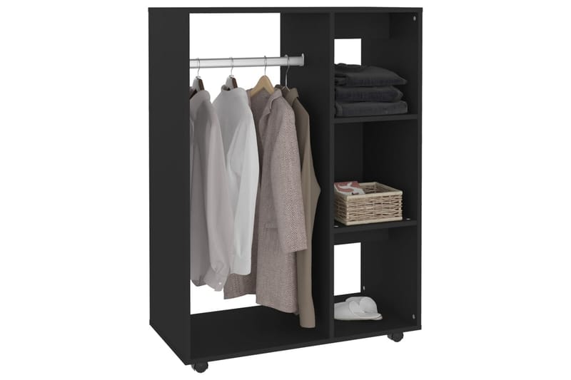 Garderob svart 80x40x110 cm spånskiva - Svart - Förvaring - Sko- & klädförvaring - Garderober & garderobssystem