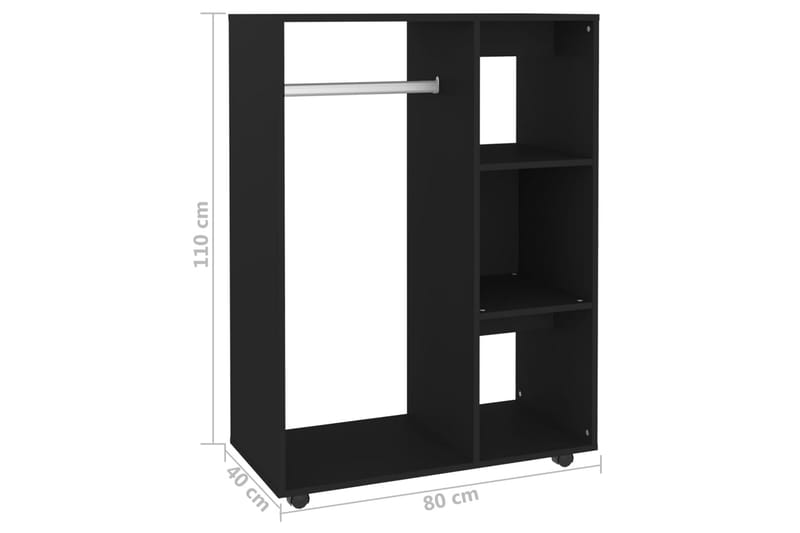 Garderob svart 80x40x110 cm spånskiva - Svart - Förvaring - Sko- & klädförvaring - Garderober & garderobssystem