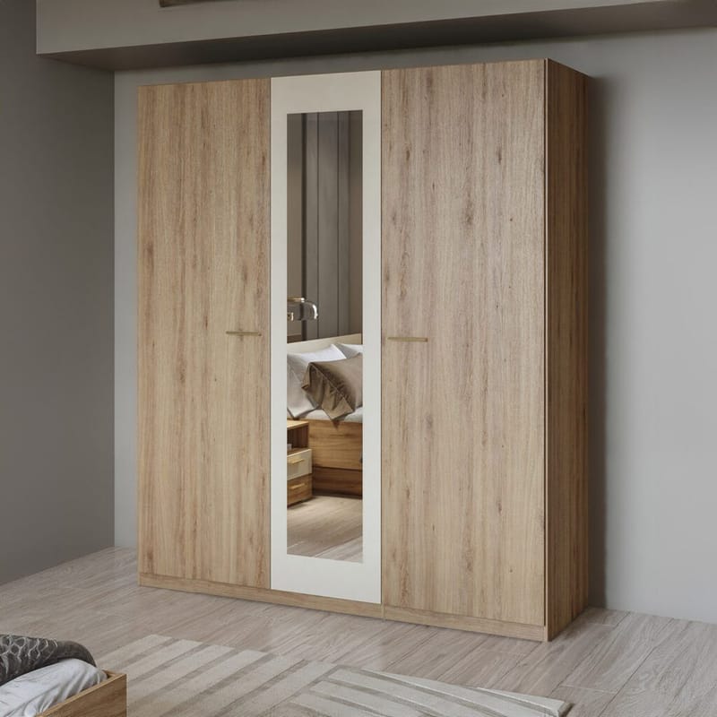 Garderob Vertina 3 Dörrar 1 Spegel - Förvaring - Sko- & klädförvaring - Garderober & garderobssystem