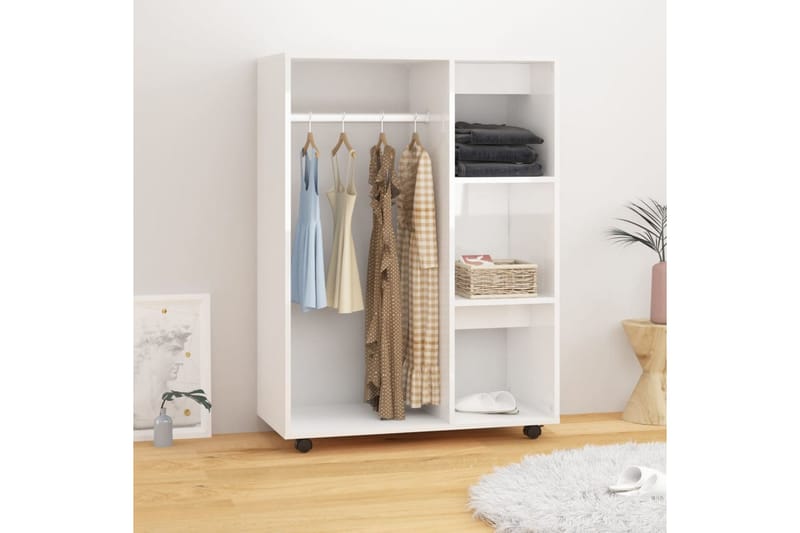 Garderob vit högglans 80x40x110 cm spånskiva - Vit högglans - Förvaring - Sko- & klädförvaring - Garderober & garderobssystem