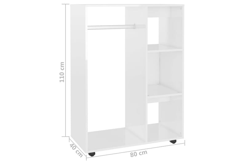 Garderob vit högglans 80x40x110 cm spånskiva - Vit högglans - Förvaring - Sko- & klädförvaring - Garderober & garderobssystem