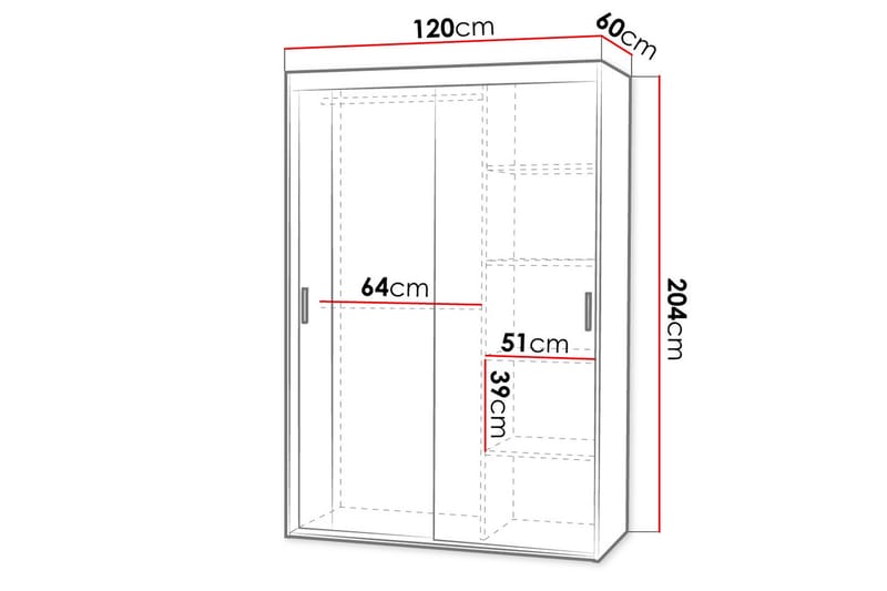 ALBENDEA Garderob med Spegel 120 cm Vit - Förvaring - Sko- & klädförvaring - Garderober & garderobssystem